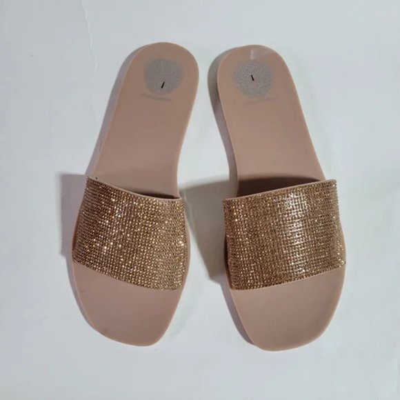 Vince Camuto rose gold glitter slide sandals 8 nwt - Picture 1 of 2